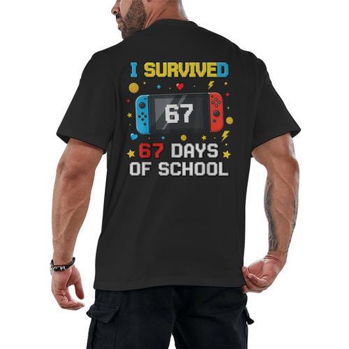 I Survived 67 Days Of School 67 Teacher Squad Matching Men's Back Print T-Shirt - teacherstshirts.com