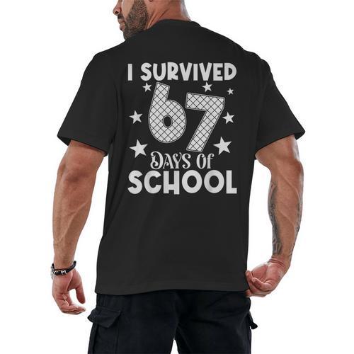 I Survived 67 Days Of School Teachers Students Men's Back Print T-Shirt - teacherstshirts.com
