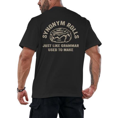 Synonym Rolls Joke Cinnamon Rolls Grammar Pun Teacher Men's Back Print T-Shirt - teacherstshirts.com UK