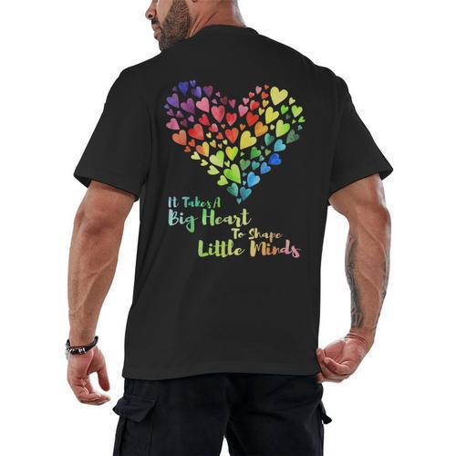 It Takes A Big Heart To Shape Little Minds Teacher Student Men Women Kids Men's Back Print T-Shirt - teacherstshirts.com CA