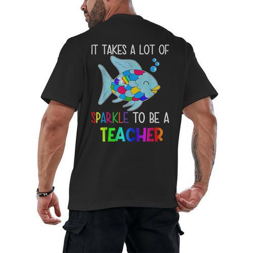 It Takes A Lot Of Sparkle To Be A Teacher Rainbow Fish For Men Women Men's Back Print T-Shirt - teacherstshirts.com