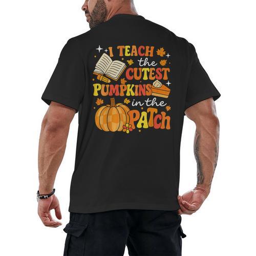 I Teach The Coolest Pumpkins In The Patch Teacher Halloween Men's Back Print T-Shirt - teacherstshirts.com UK