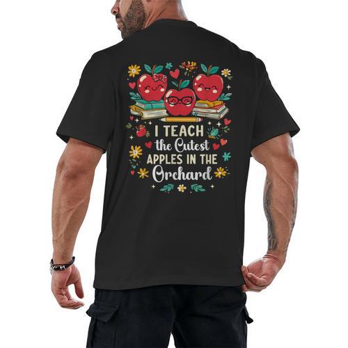 I Teach The Cutest Apples In The Orchard Cute Fall Teacher Men's Back Print T-Shirt - teacherstshirts.com UK