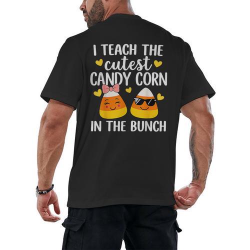 I Teach The Cutest Candy Corn In The Bunch Teacher Halloween Men's Back Print T-Shirt - teacherstshirts.com AU