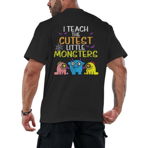 I Teach Cutest Little Monsters Halloween Teacher Men Women Men's Back Print T-Shirt - teacherstshirts.com AU