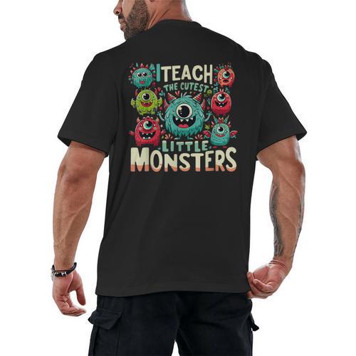 I Teach The Cutest Little Monsters Teacher Halloween Outfit Men's Back Print T-Shirt - teacherstshirts.com AU