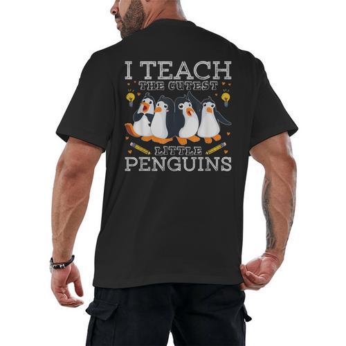 I Teach The Cutest Little Penguins Cute School Teacher Tee Men's Back Print T-Shirt - teacherstshirts.com AU