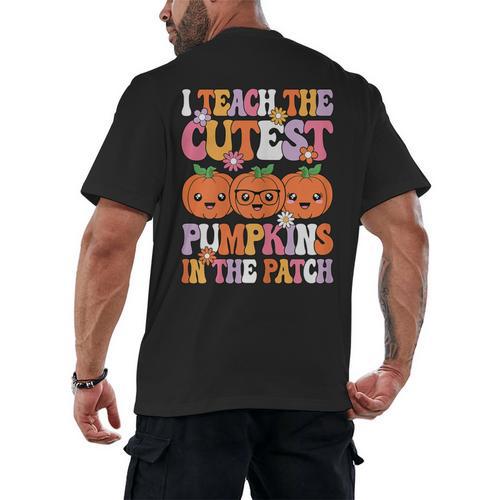 I Teach The Cutest Pumpkins Halloween Fall Teacher Women Men's Back Print T-Shirt - teacherstshirts.com CA
