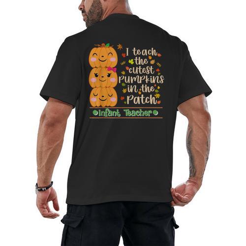 I Teach The Cutest Pumpkins In The Patch Infant Teacher Men's Back Print T-Shirt - teacherstshirts.com UK