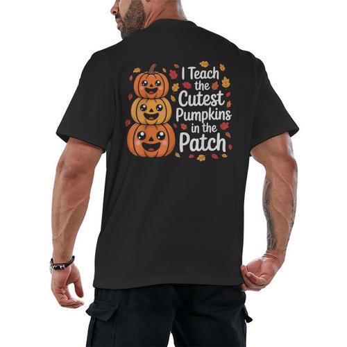 i Teach The Cutest Pumpkins In The Patch Teacher Halloween Men's Back Print T-Shirt - teacherstshirts.com AU