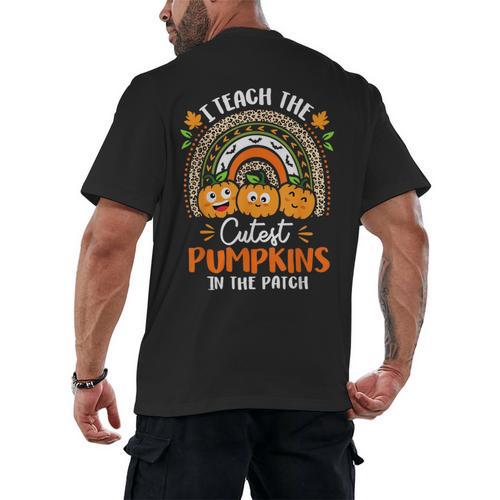 I Teach The Cutest Pumpkins In The Patch Teacher Halloween Men's Back Print T-Shirt - teacherstshirts.com AU