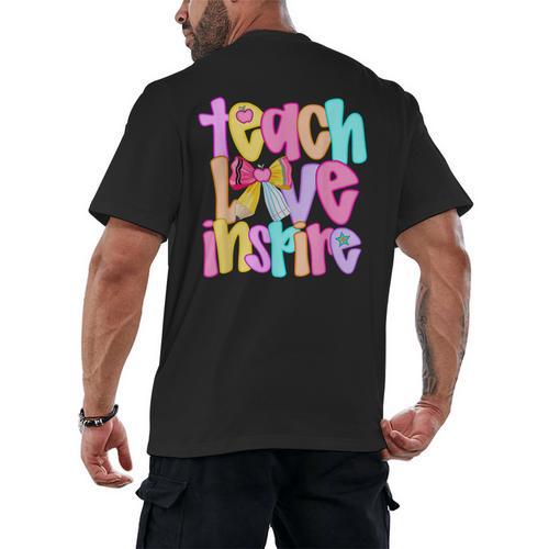 Teach Love Inspire Preppy Back To School Teacher Women Men's Back Print T-Shirt - teacherstshirts.com