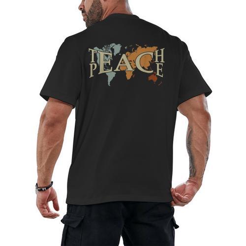 Teach Peace Teacher Teacher Men's Back Print T-Shirt - teacherstshirts.com AU