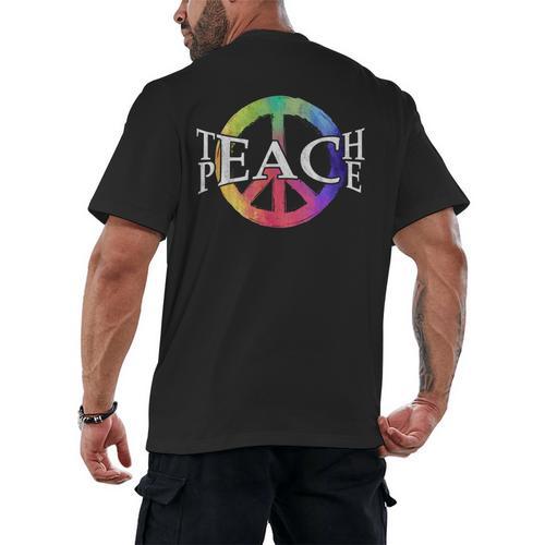 Teach Peace For Teachers And Educators Counselor Men's Back Print T-Shirt - teacherstshirts.com AU