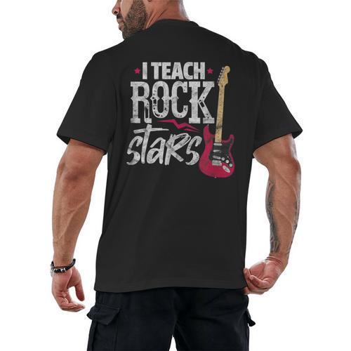 I Teach Rock Stars Music Teacher Guitar Player Men's Back Print T-Shirt - teacherstshirts.com AU