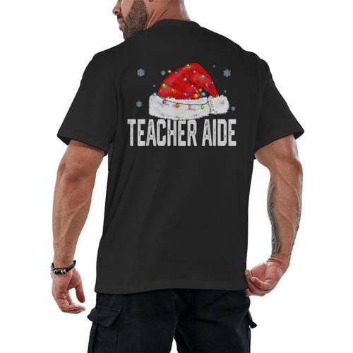 Teacher Aide Christmas Women Family Matching Group Xmas Men's Back Print T-Shirt - teacherstshirts.com CA