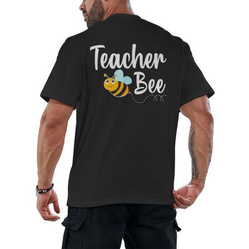 Teacher Bee Bumblebee Back To School Men's Back Print T-Shirt - teacherstshirts.com DE