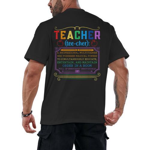 Teacher Definition Teaching School Teacher Men's Back Print T-Shirt - teacherstshirts.com CA