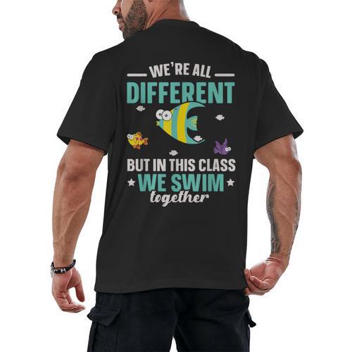 Teacher We All Different But In This Class We Swim Together Men's Back Print T-Shirt - teacherstshirts.com DE