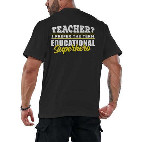 Teacher Educational Superhero School Teachers Men's Back Print T-Shirt - teacherstshirts.com AU