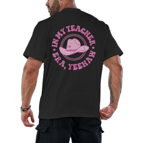 In My Teacher Era Yeehaw Pink Teacher Western Cowgirl Men's Back Print T-Shirt - teacherstshirts.com CA