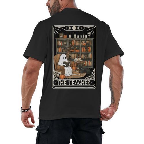 The Teacher Ghost Book Reading Books Lover Halloween Men's Back Print T-Shirt - teacherstshirts.com DE