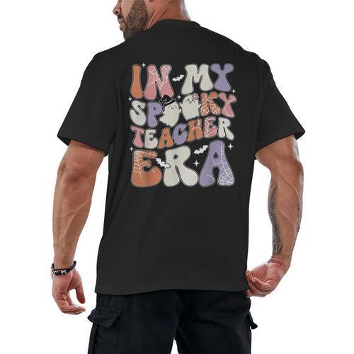 Teacher Halloween In My Spooky Teacher Era Retro Groovy Men's Back Print T-Shirt - teacherstshirts.com DE