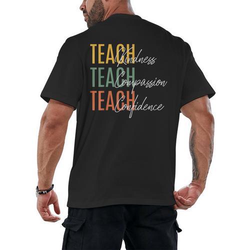 Teacher Kindness Compassion Confidence Teaching Men's Back Print T-Shirt - teacherstshirts.com AU