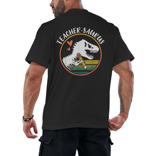 Teacher-Saurus Dinosaur Teacher Design T-Rex Design Men's Back Print T-Shirt - teacherstshirts.com