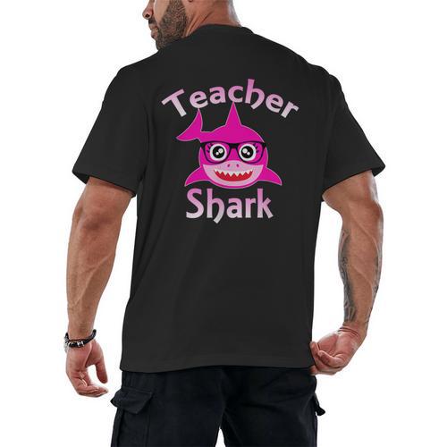 Teacher Shark Female Teacher Men's Back Print T-Shirt - teacherstshirts.com CA