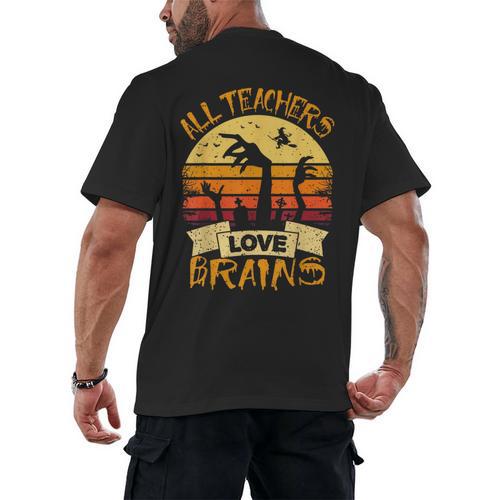 Teacher Shirt All Teachers Love Brains Halloween Men Women Men's Back Print T-Shirt - teacherstshirts.com