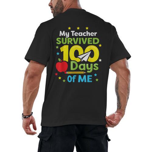 My Teacher Survived 100 Days Of Me Men's Back Print T-Shirt - teacherstshirts.com