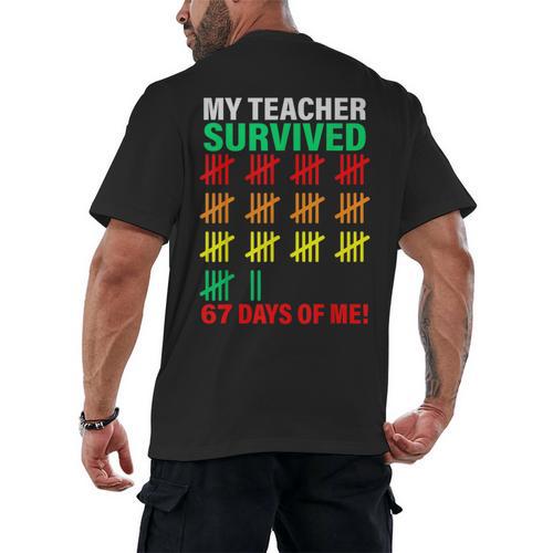 My Teacher Survived 67 Days Of Me School Kids Costume Men's Back Print T-Shirt - teacherstshirts.com AU