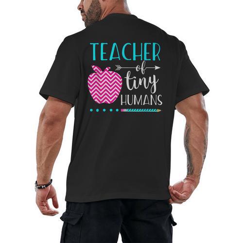 Teacher Of Tiny Humans Preschool Pre K Kindergarten Teacher Men's Back Print T-Shirt - teacherstshirts.com DE