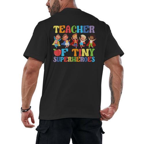 Teacher Of Tiny Superheroes Teach 100th Day Of School Men's Back Print T-Shirt - teacherstshirts.com AU