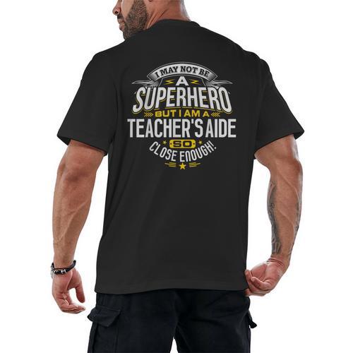 Teachers Aide Idea Professional Superhero Teachers Aides Men Women Men's Back Print T-Shirt - teacherstshirts.com CA