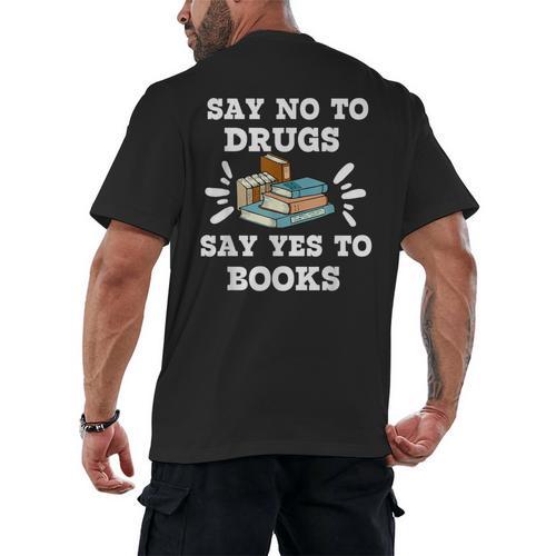 Teachers Red Ribbon Week Say No To Drugs Say Yes To Books Men's Back Print T-Shirt - teacherstshirts.com