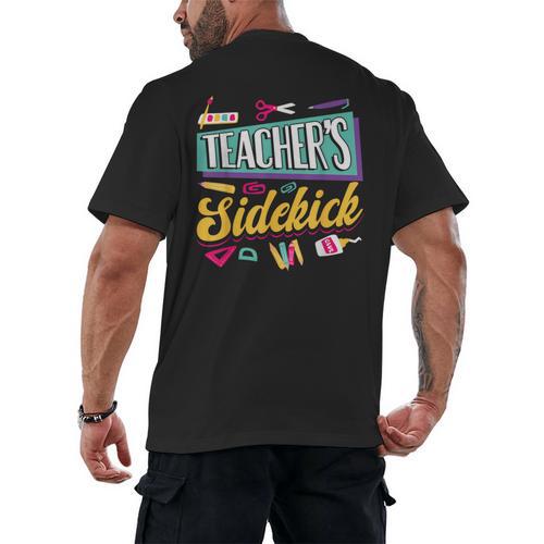 Teacher's Sidekick Teacher Assisting Teaching Assistant Men's Back Print T-Shirt - teacherstshirts.com CA