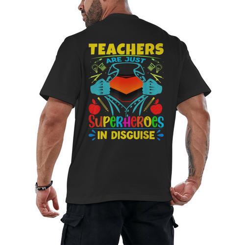 Teachers Are Superheroes – Fun Appreciation Men's Back Print T-Shirt - teacherstshirts.com UK
