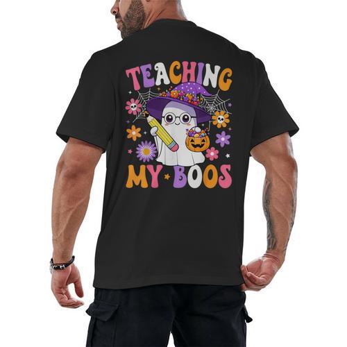 Teaching My Boos Teacher Ghost Teach Halloween Teacher Men's Back Print T-Shirt - teacherstshirts.com AU