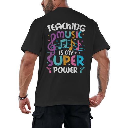 Teaching Music Is My Superpower Music Teacher For Men Women Kids Men's Back Print T-Shirt - teacherstshirts.com