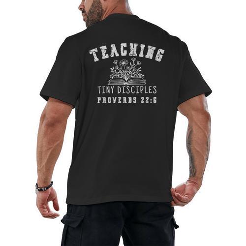 Teaching Tiny Disciples Christian Bible Verse Teacher Men's Back Print T-Shirt - teacherstshirts.com UK