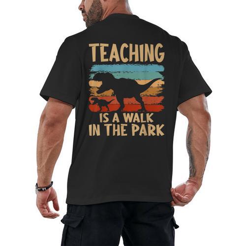Teaching Is a Walk In Park Dinosaur Teacher Men's Back Print T-Shirt - teacherstshirts.com DE