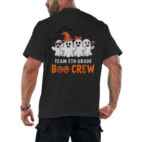 Team 5th Grade Boo Crew Halloween Teacher Student Costume Men's Back Print T-Shirt - teacherstshirts.com DE