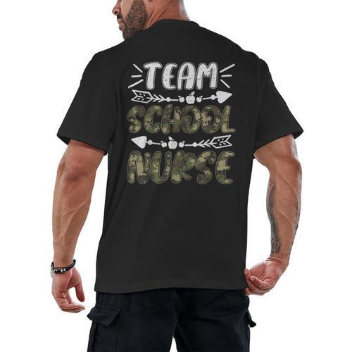 Team School Nurse Camo Teacher Student Back To School For Men Women Men's Back Print T-Shirt - teacherstshirts.com AU
