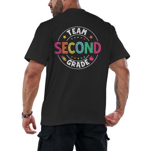 Team Second Grade Teacher Back To School 2nd Grade Squad Men's Back Print T-Shirt - teacherstshirts.com