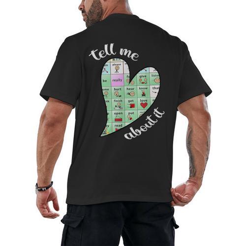 Tell Me About It Speech Pathology Aac Sped Teacher Men's Back Print T-Shirt - teacherstshirts.com