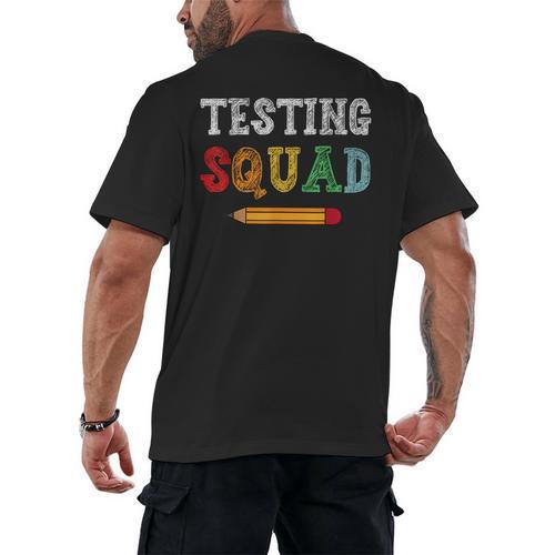 Testing Squad Costume Test Day Teacher Student School Men's Back Print T-Shirt - teacherstshirts.com DE