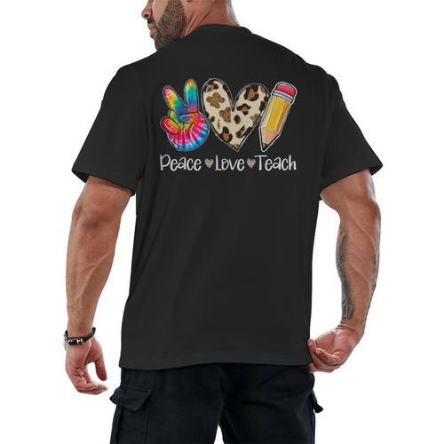 Tie Dye Hippie Peace Love Teach Teacher Appreciation Men's Back Print T-Shirt - teacherstshirts.com DE