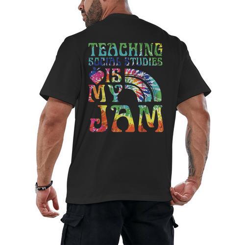 Tie Dye Teaching Social Studies Is My Jam Sunglasses Teacher Men's Back Print T-Shirt - teacherstshirts.com AU